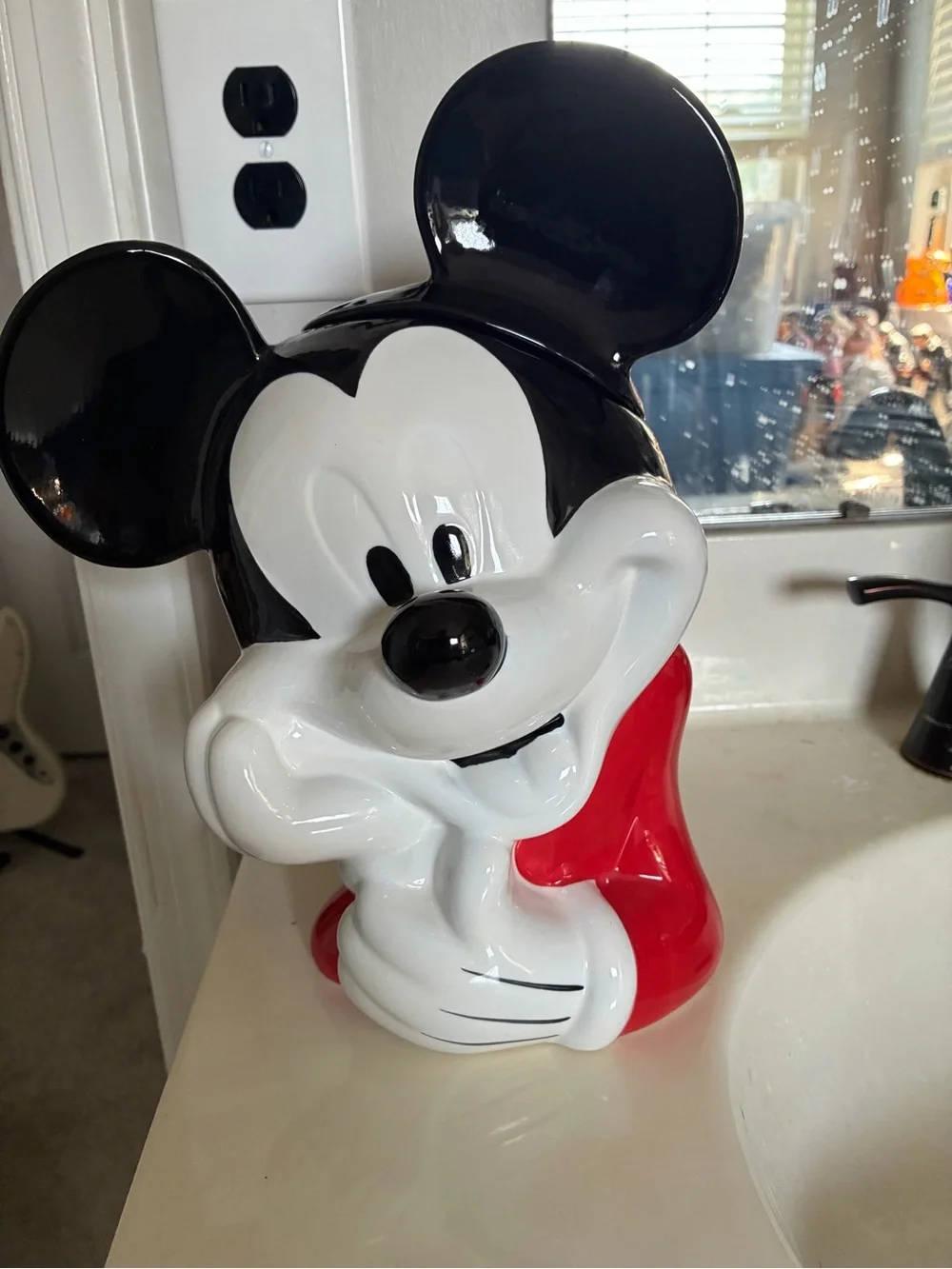 Williams and Sonoma Ceramic Mickey Mouse Cookie Jar - Black, White & Red
